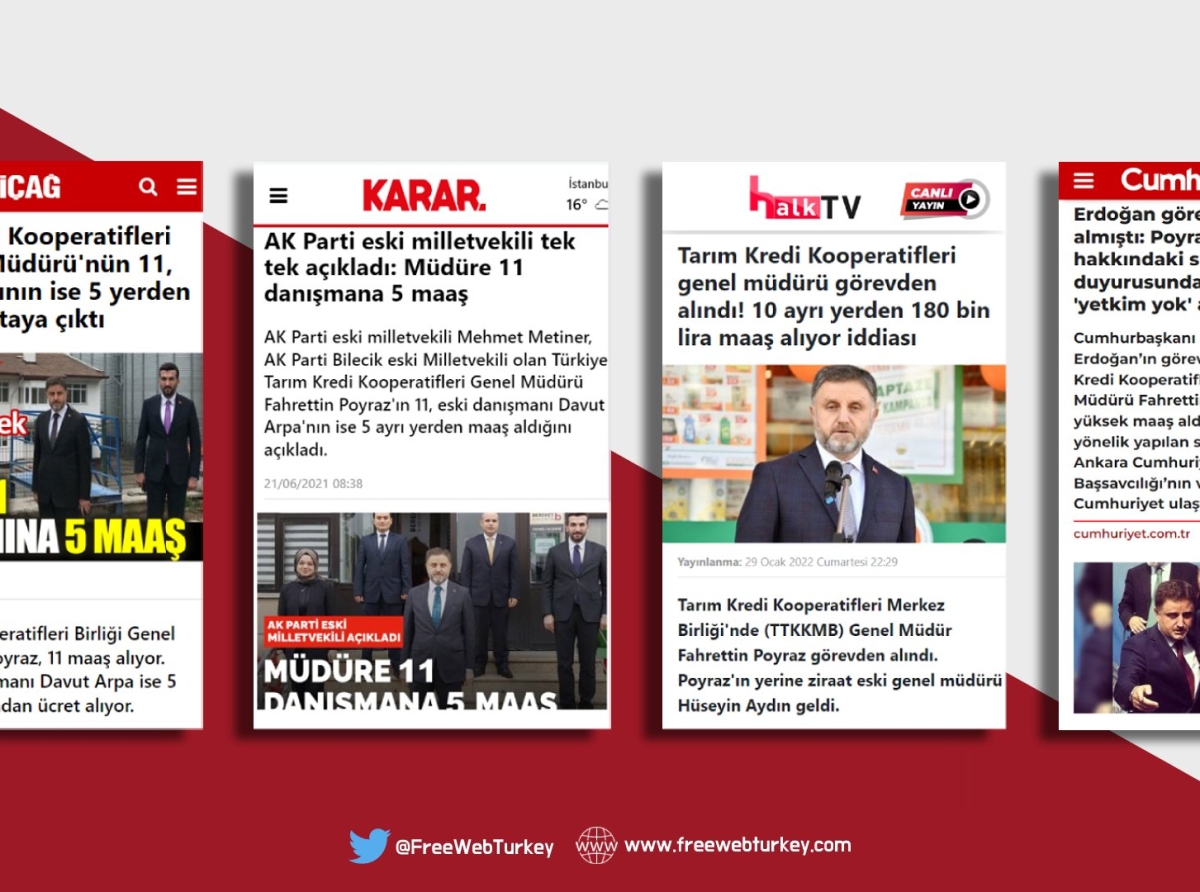 Eski Tarım ve Kredi Kooperatifi Genel Müdürü Fahrettin Poyraz hakkındaki haberlere erişim engeli